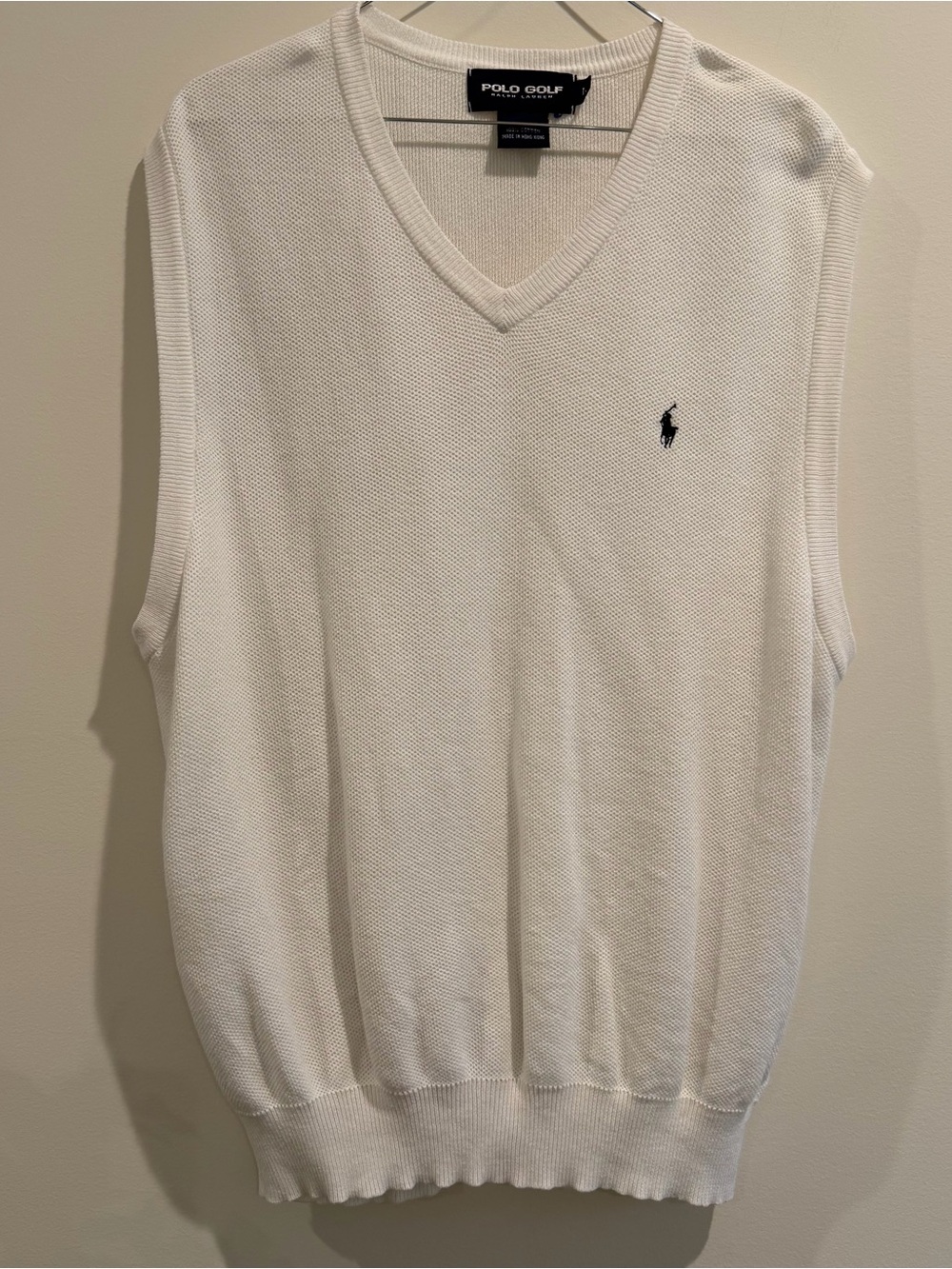 Polo Golf by Ralph Lauren 100% cotton white sweater vest mens size L